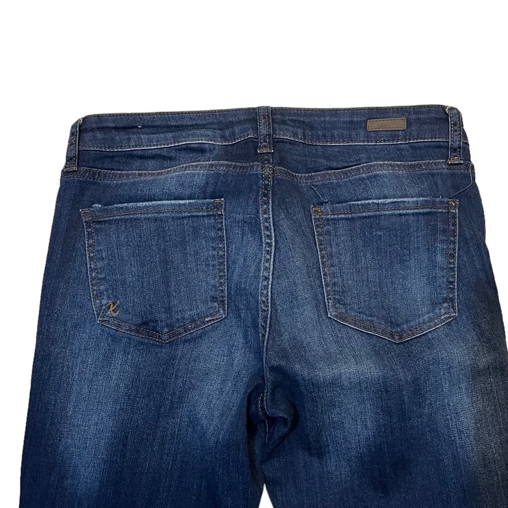 Kut from the Kloth Dark Wash Straight Leg Cuffed Hem Cropped Jeans Sz 6 - Picture 6 of 10